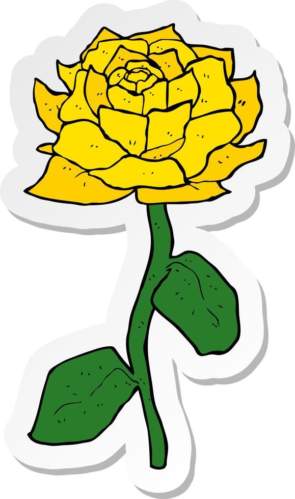 sticker of a yellow rose cartoon vector