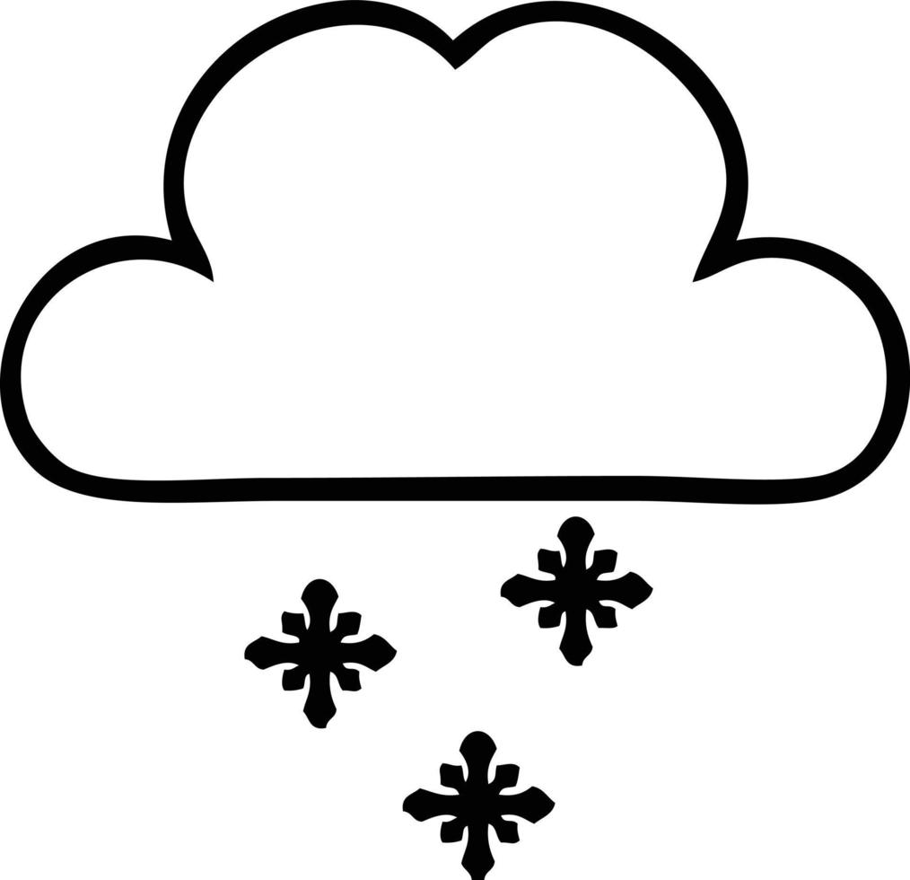 line drawing cartoon snow cloud vector