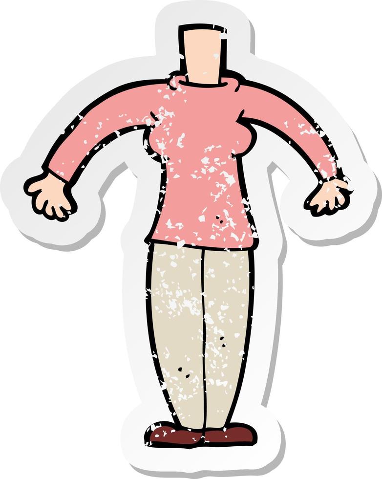 retro distressed sticker of a cartoon female body vector