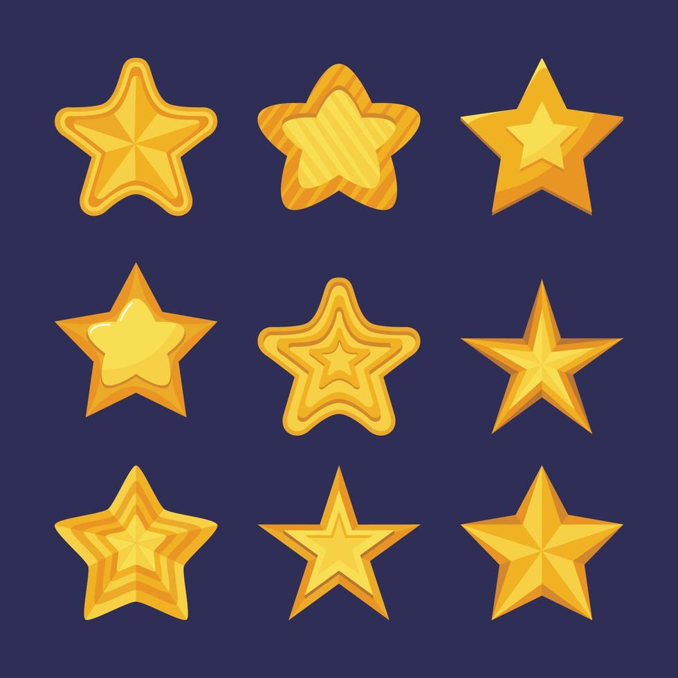conjunto de icono de estrellas doradas vector