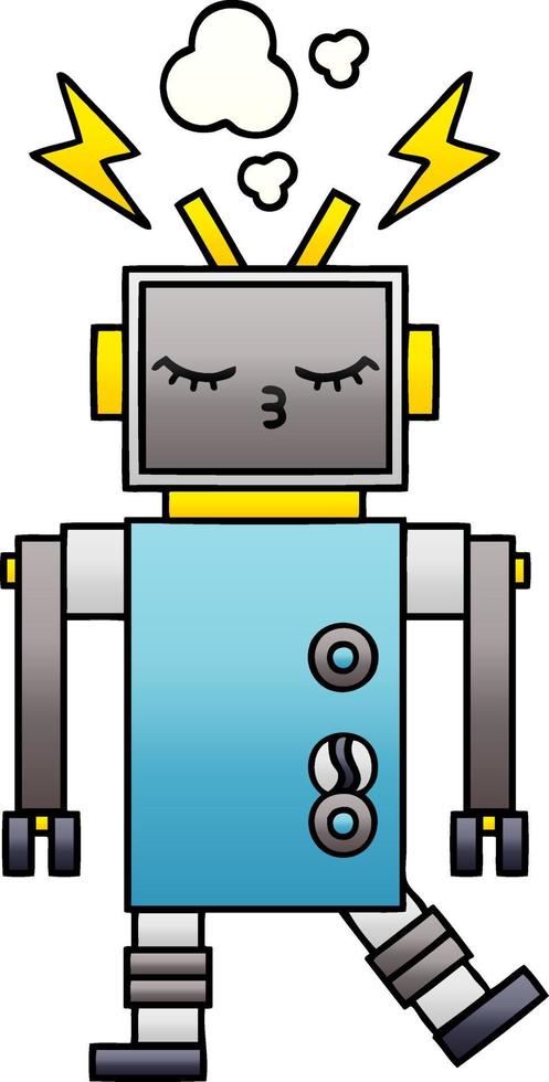 gradient shaded cartoon malfunctioning robot vector