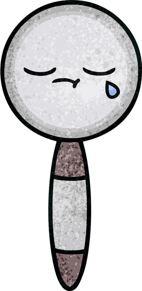 retro grunge texture cartoon magnifying glass vector