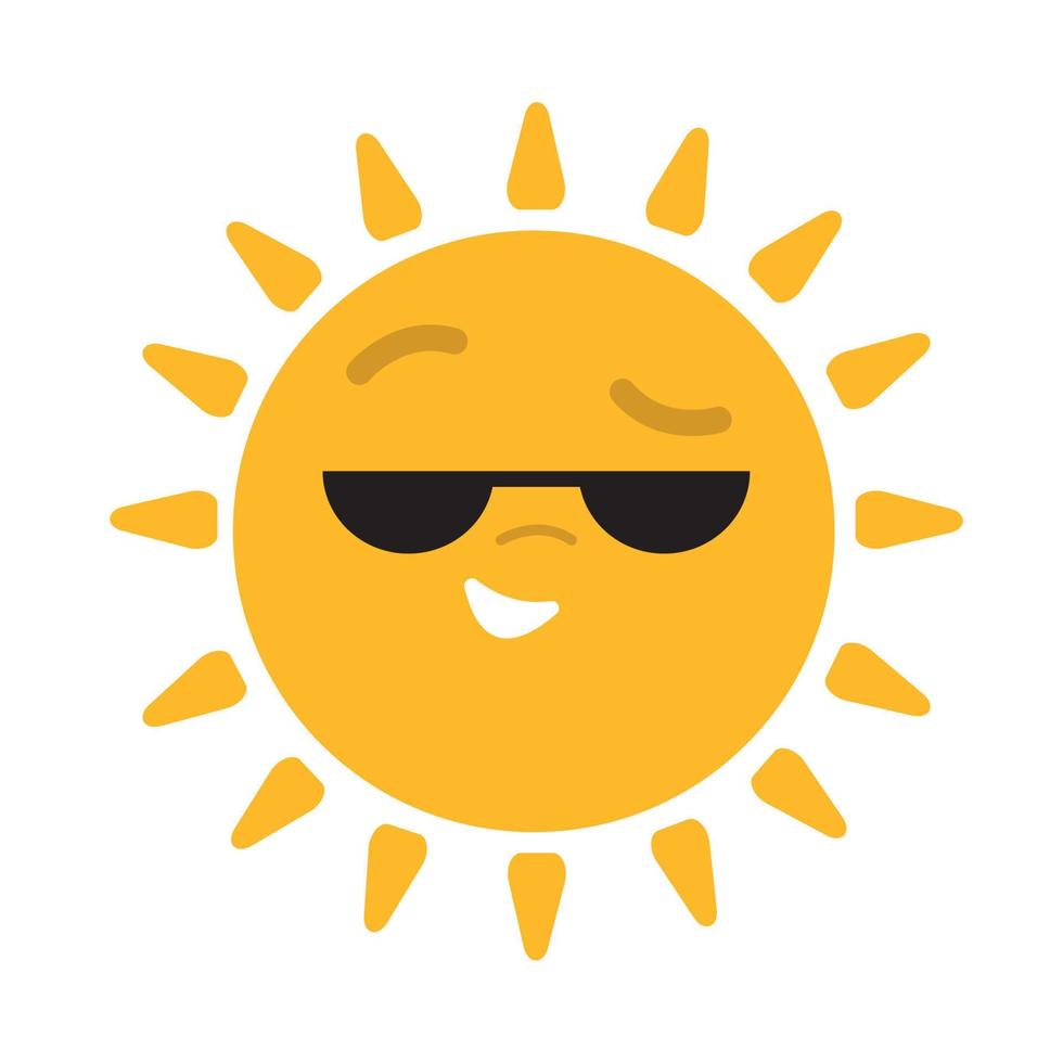 cartoon sun with sunglasses vector