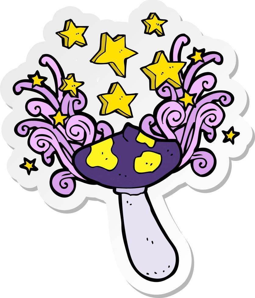 sticker of a cartoon toadstool vector