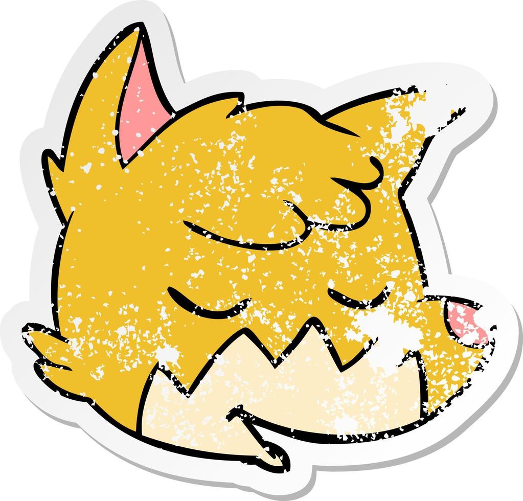 distressed sticker of a cartoon fox face vector