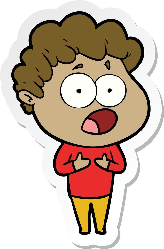 sticker of a cartoon man gasping in surprise vector