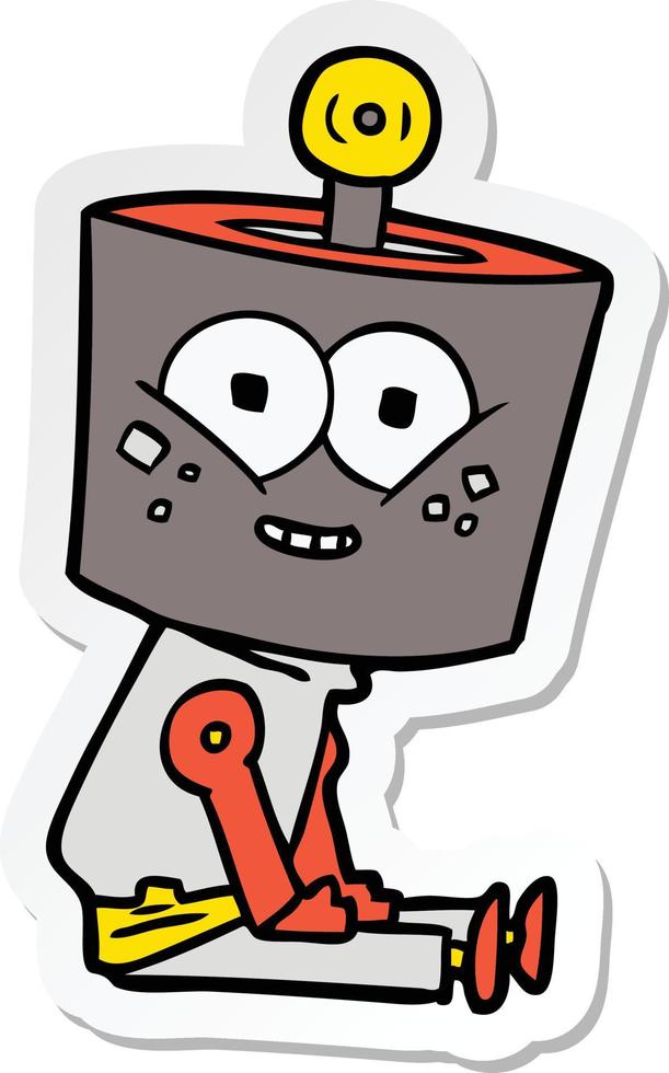 sticker of a happy cartoon robot vector