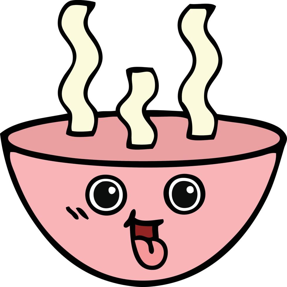 cute cartoon bowl of hot soup vector