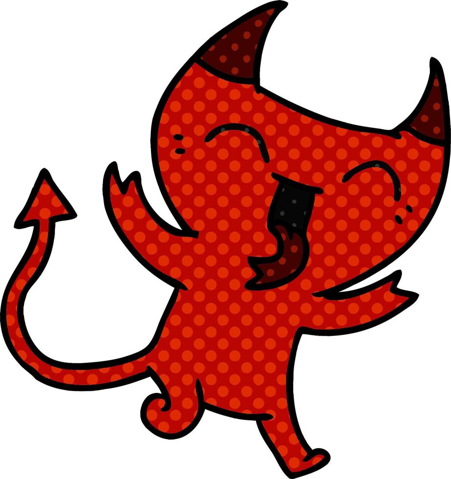 caricatura, de, lindo, kawaii, demonio rojo vector