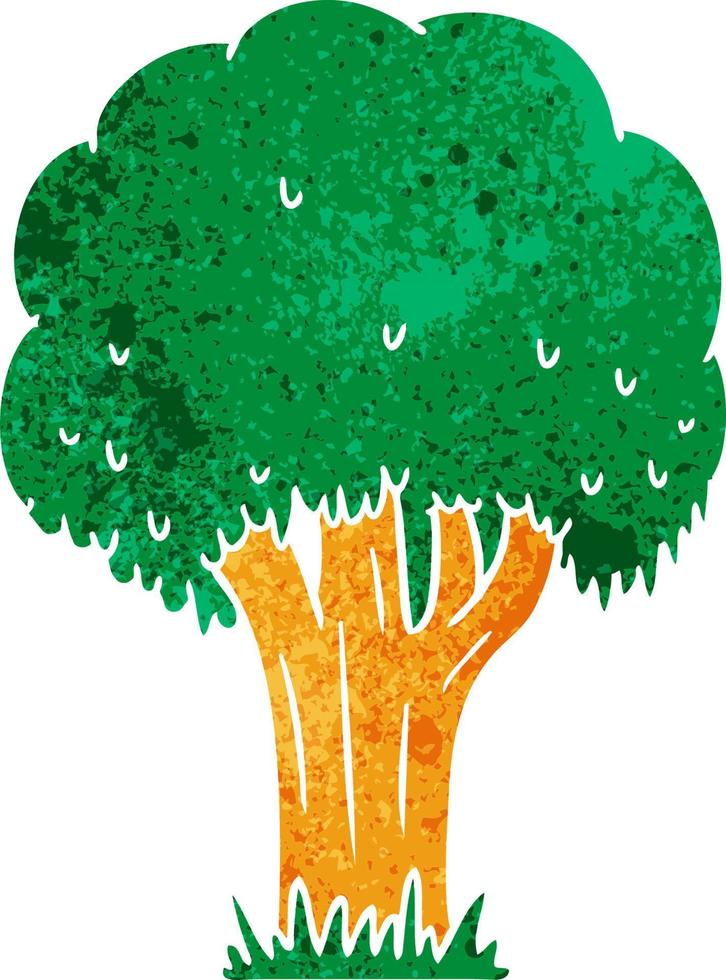 retro cartoon doodle of a summer tree vector