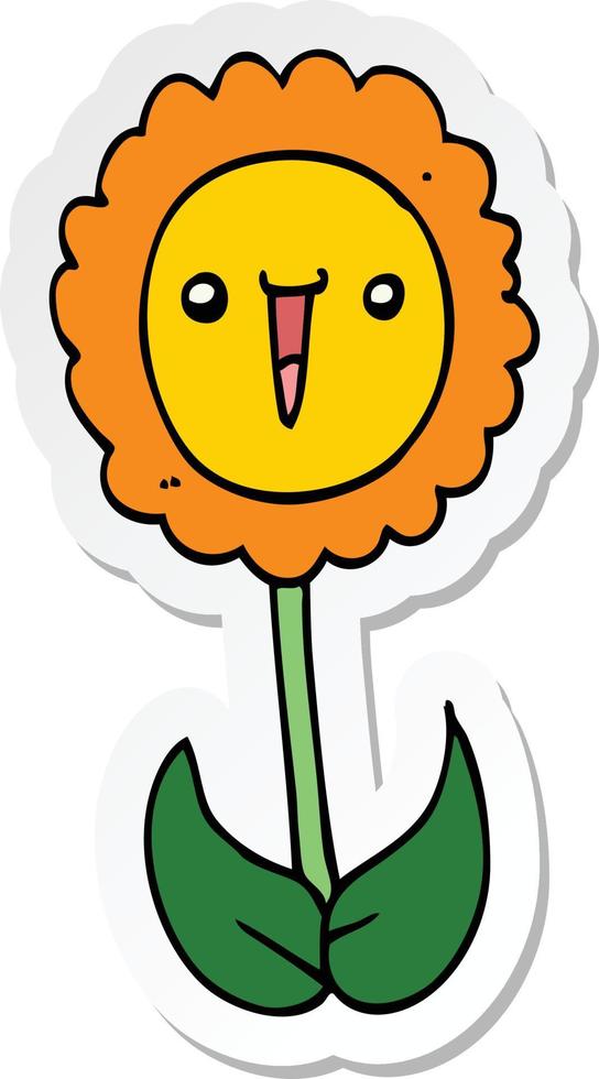 sticker of a cartoon flower vector