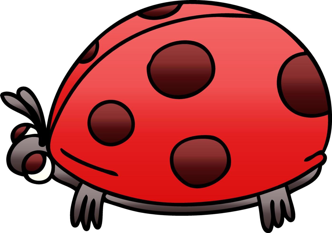 quirky gradient shaded cartoon ladybird vector