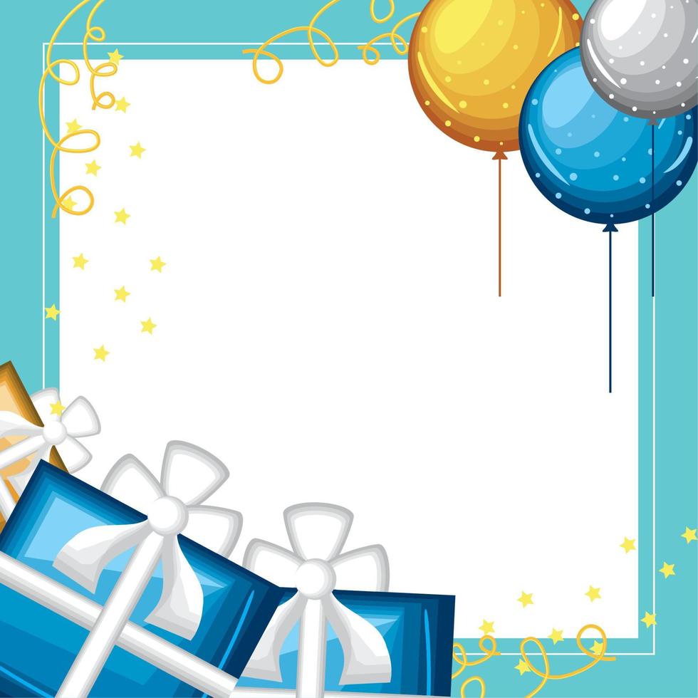 birthday balloon and gifts vector