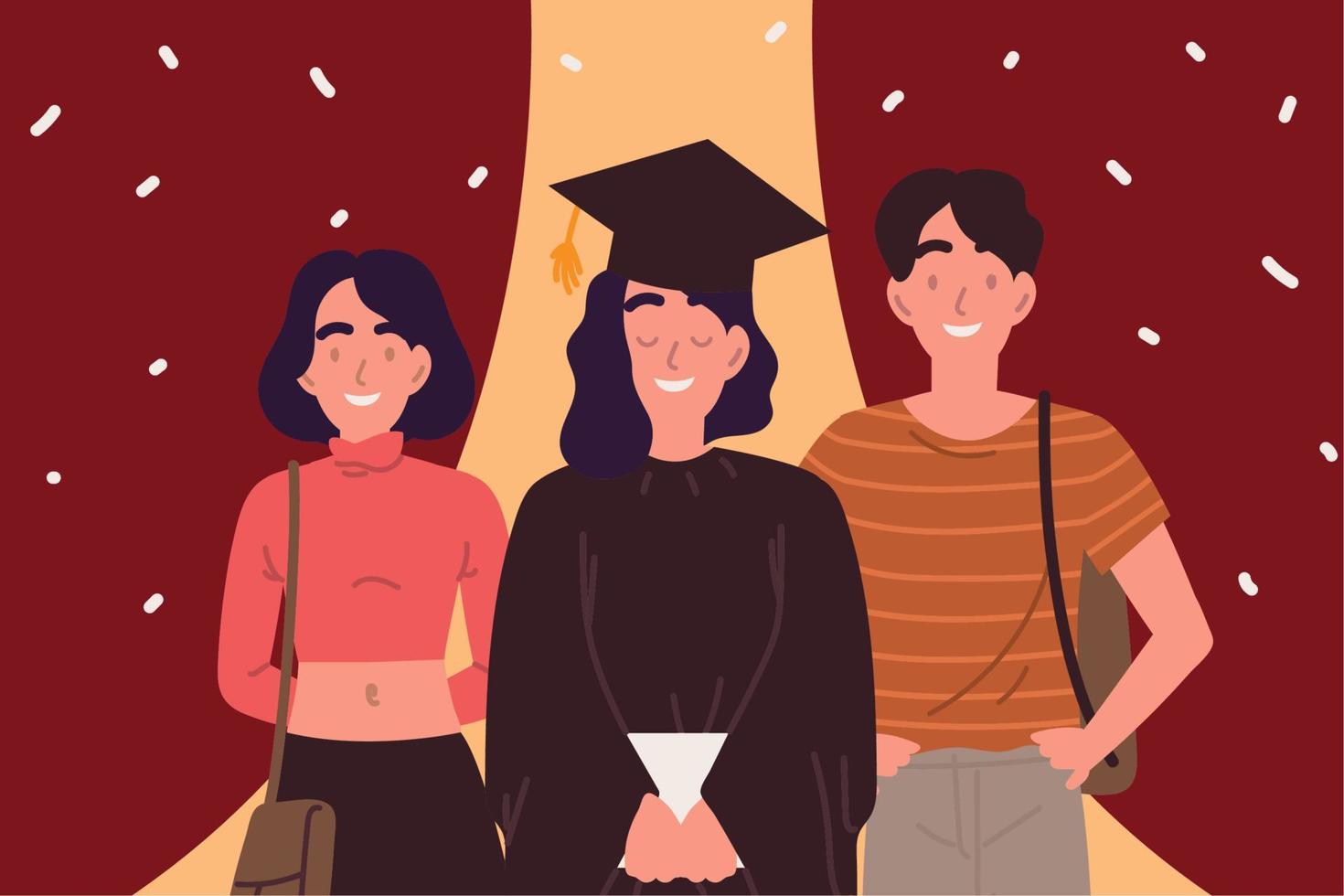 graduate girl and family vector