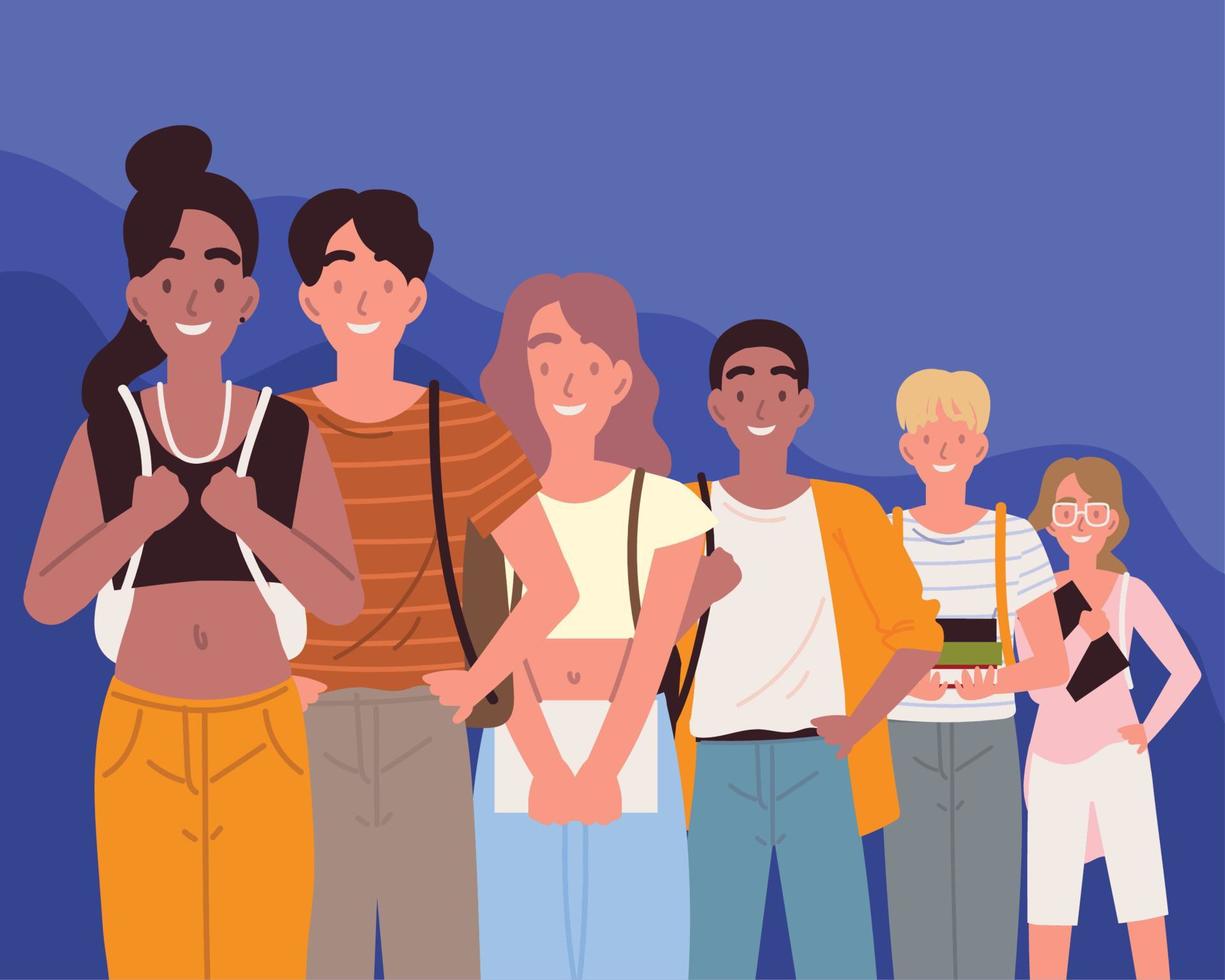 college student characters vector