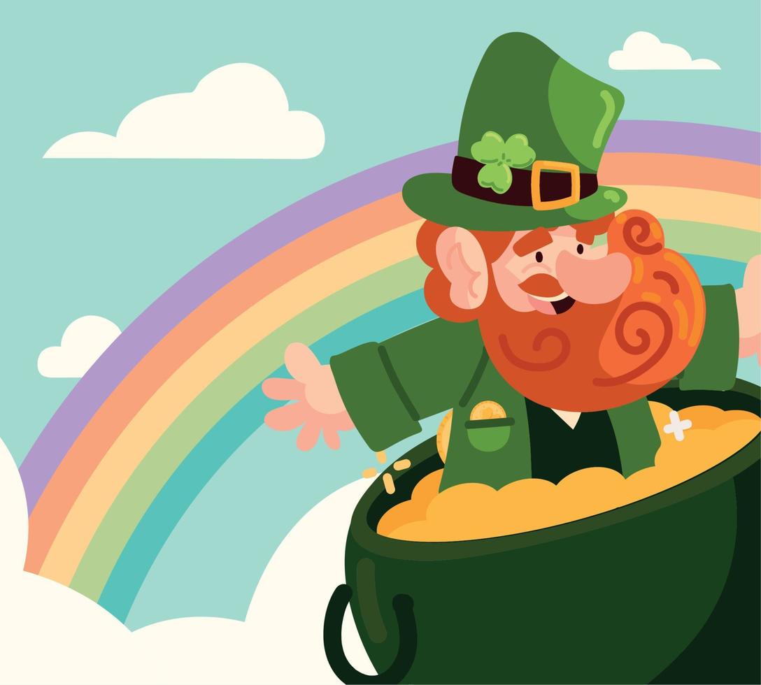 st patricks, leprechaun and coin vector