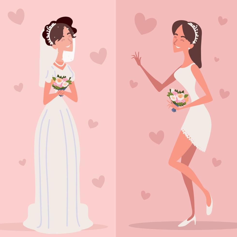 elegante novia y dama de honor vector