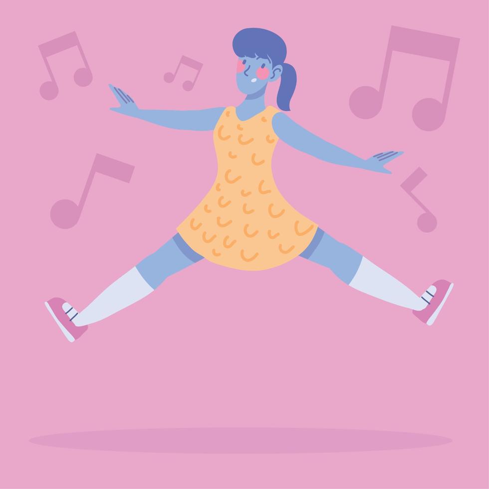 jumping young woman vector