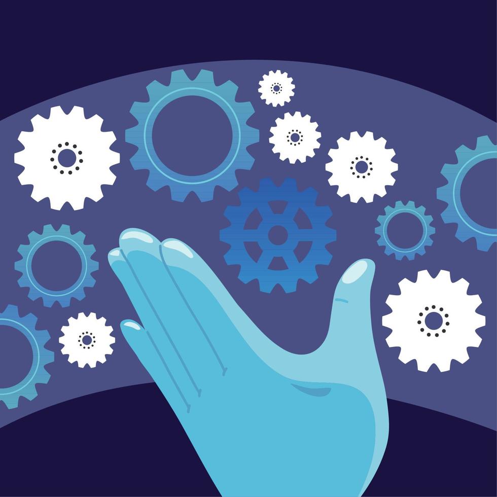 hands and gears mechanical vector