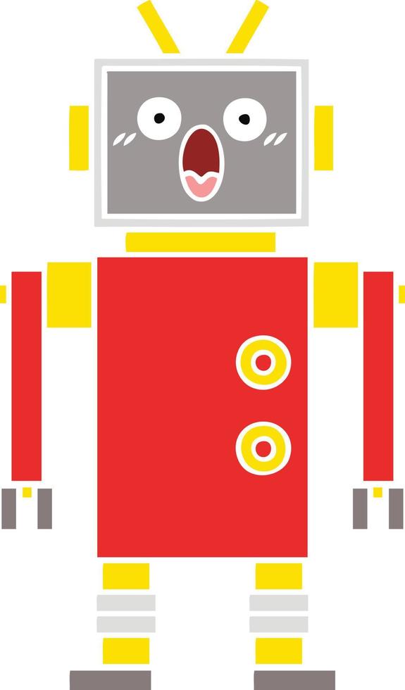 flat color retro cartoon robot vector