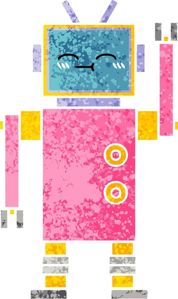 retro illustration style cartoon robot vector