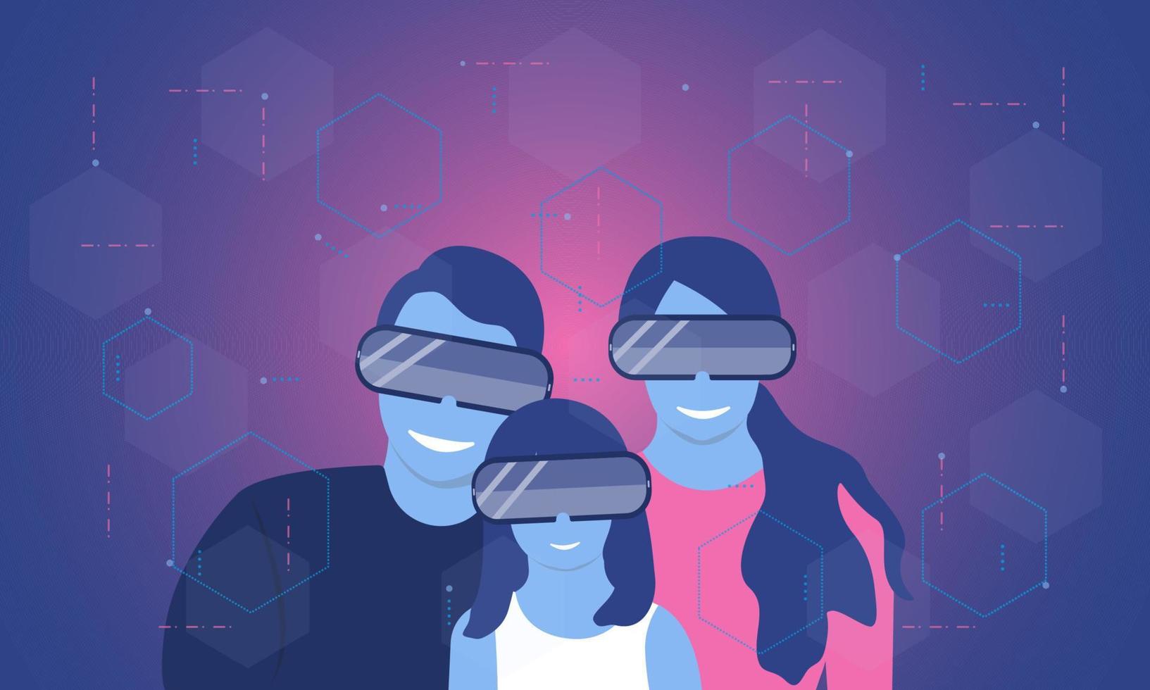 Metaverse family background vector