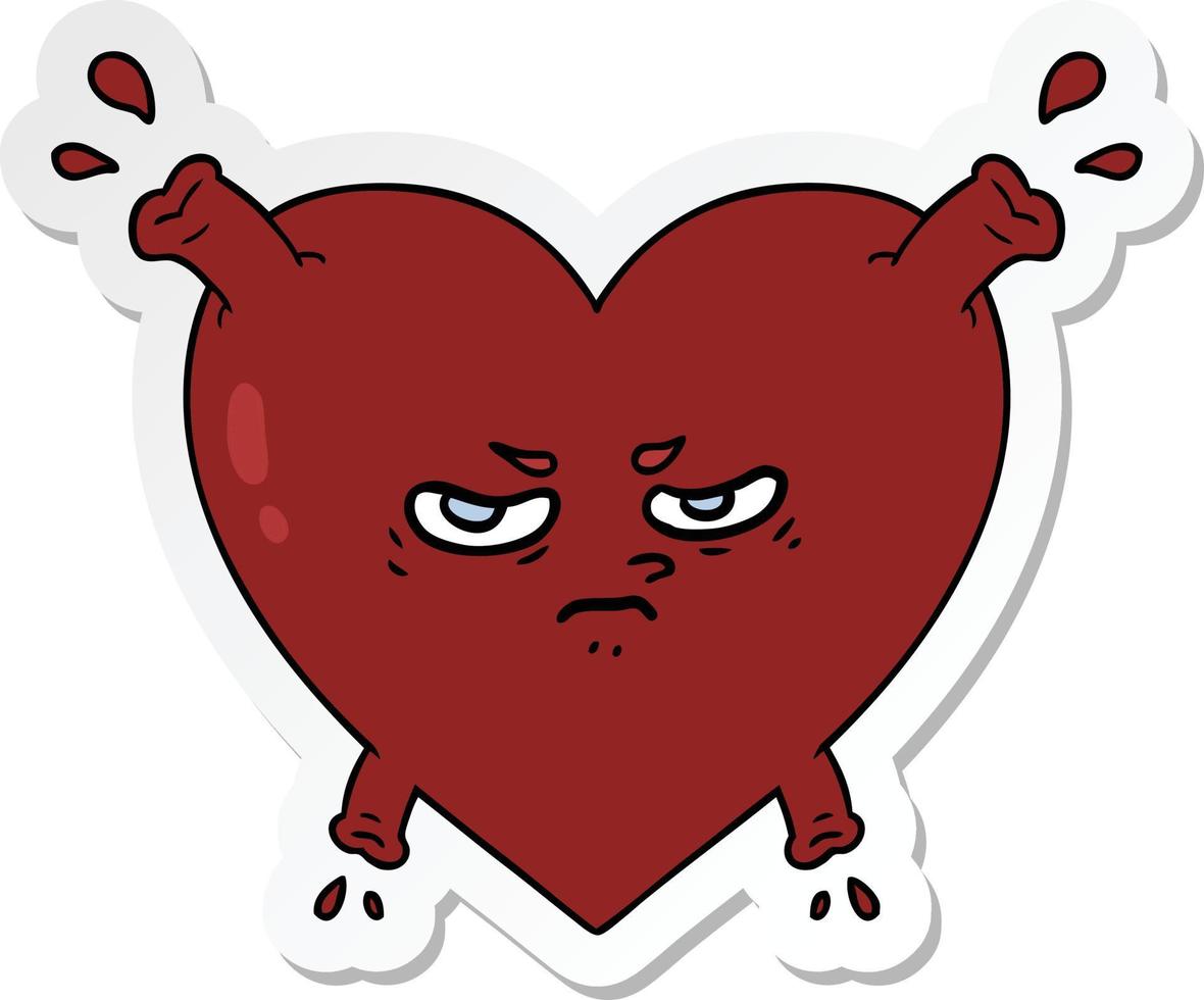 sticker of a cartoon heart vector