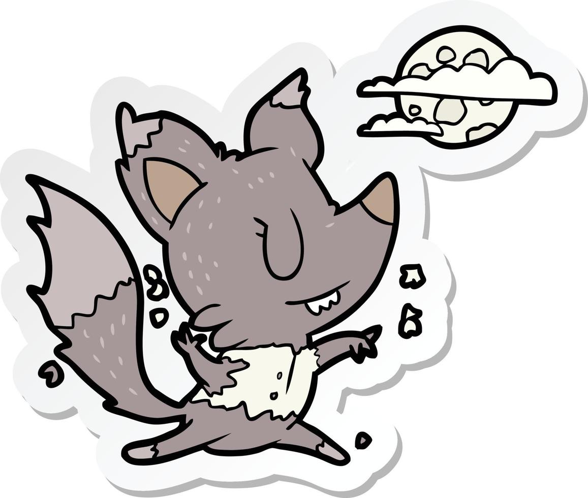 sticker of a cartoon werewolf changing in moonlight vector