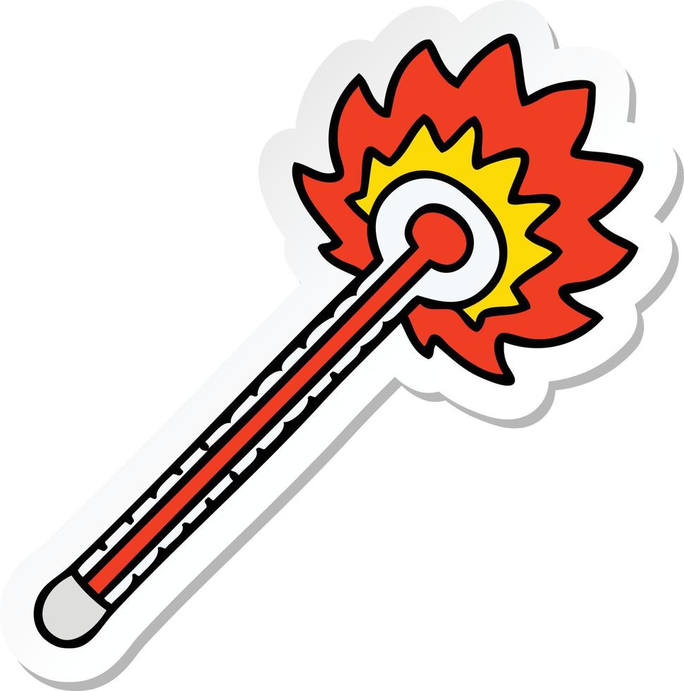 sticker of a quirky hand drawn cartoon hot thermometer vector