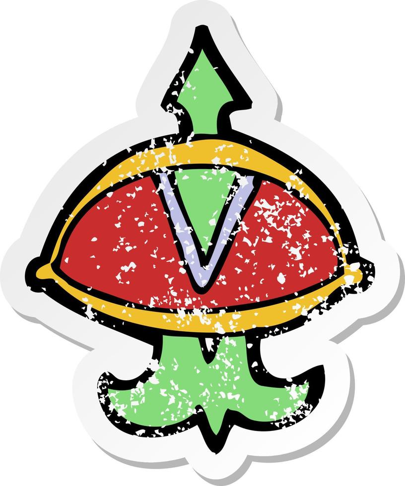 retro distressed sticker of a cartoon mystic eye symbol vector