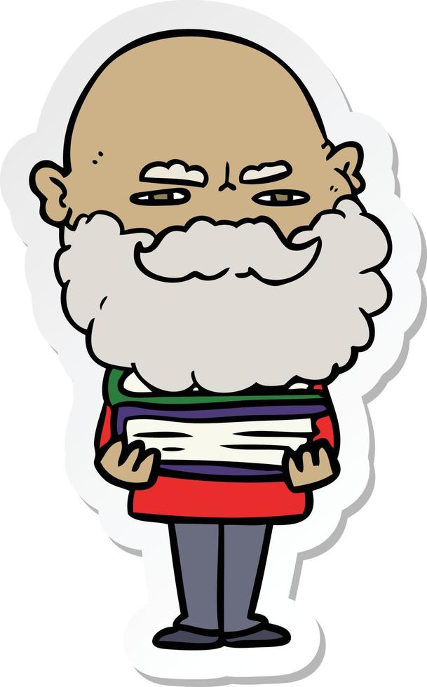 sticker of a cartoon man with beard frowning vector