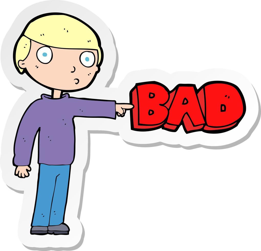 sticker of a cartoon man pointing out the bad vector
