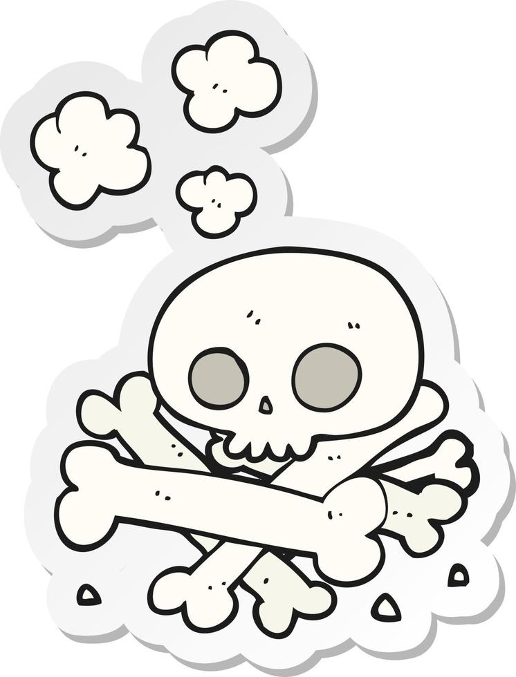 sticker of a cartoon pile of bones vector