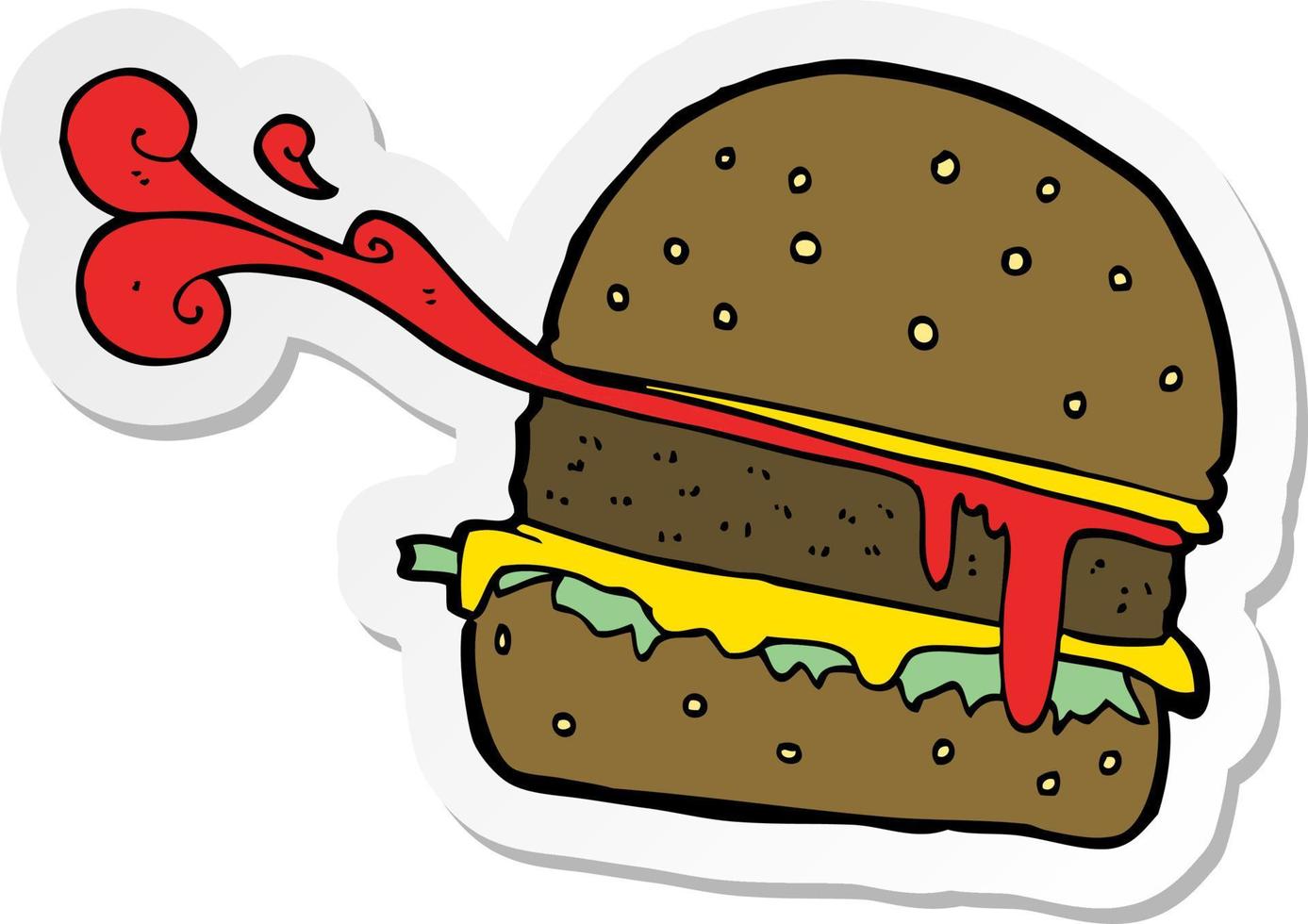 pegatina de una hamburguesa de dibujos animados vector