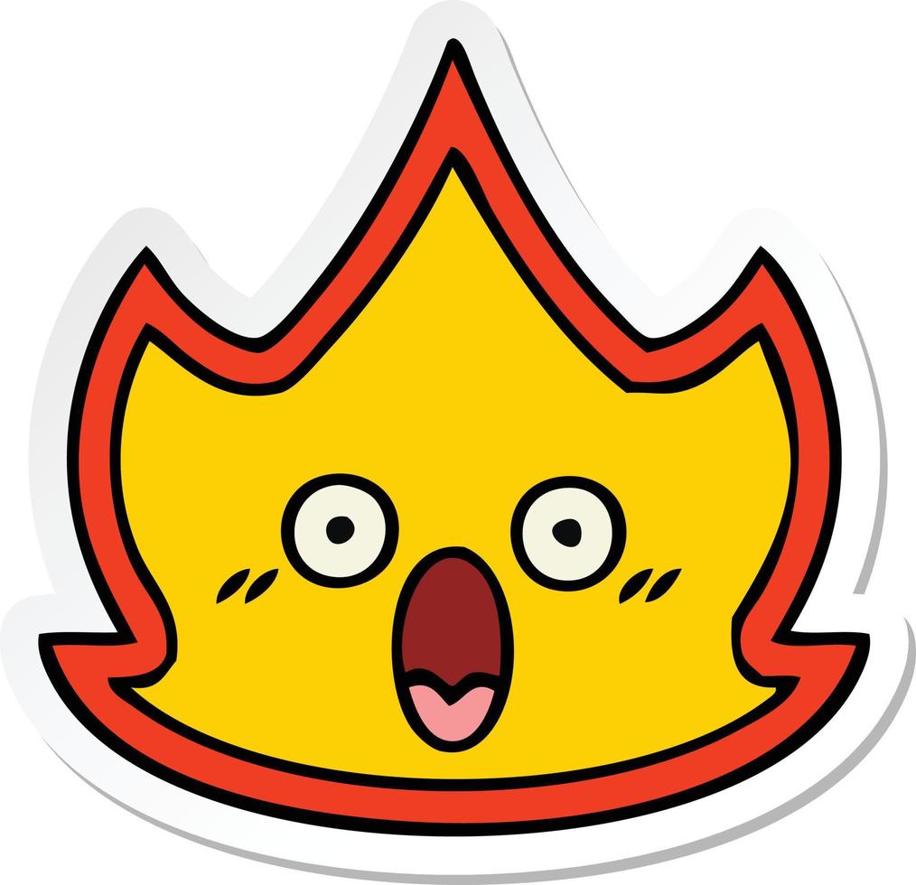 sticker of a cute cartoon fire vector