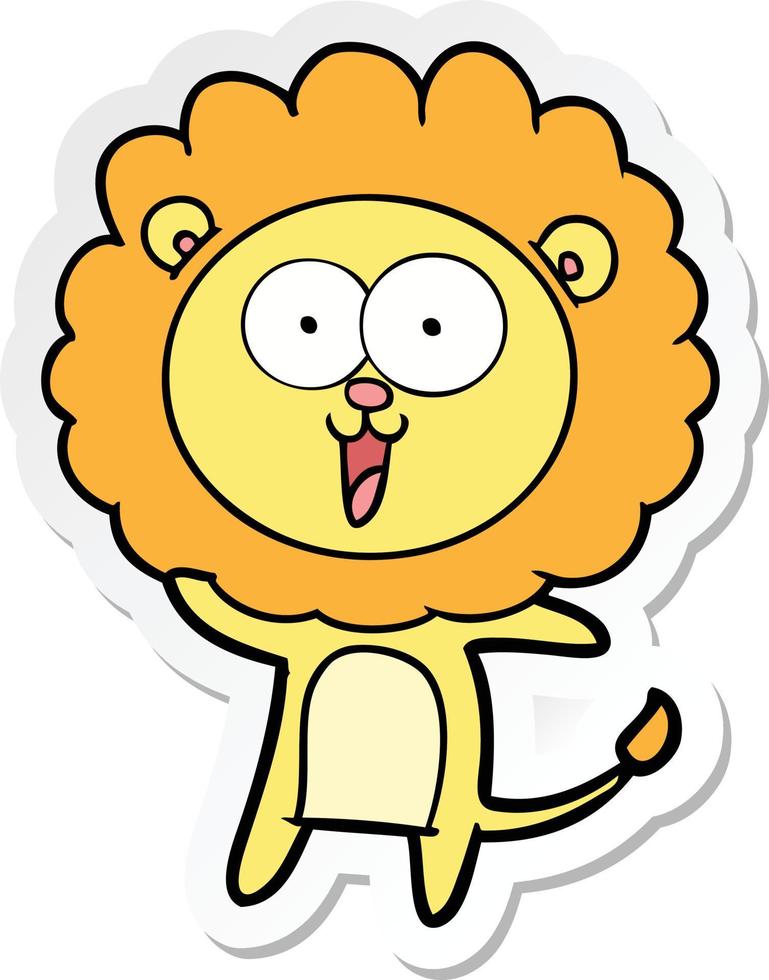 sticker of a happy cartoon lion vector
