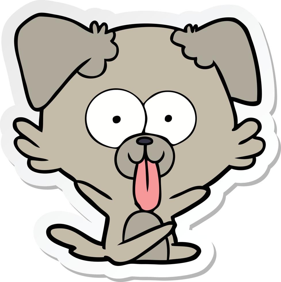 sticker of a cartoon dog with tongue sticking out vector