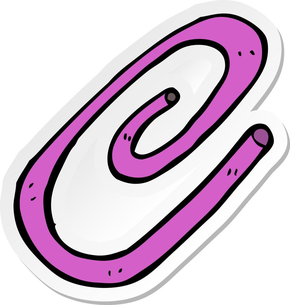 sticker of a cartoon paperclip vector