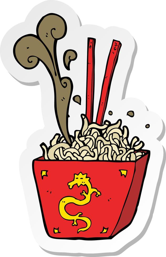 sticker of a cartoon noodles in box vector