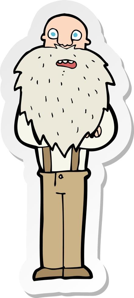 sticker of a cartoon bearded old man vector