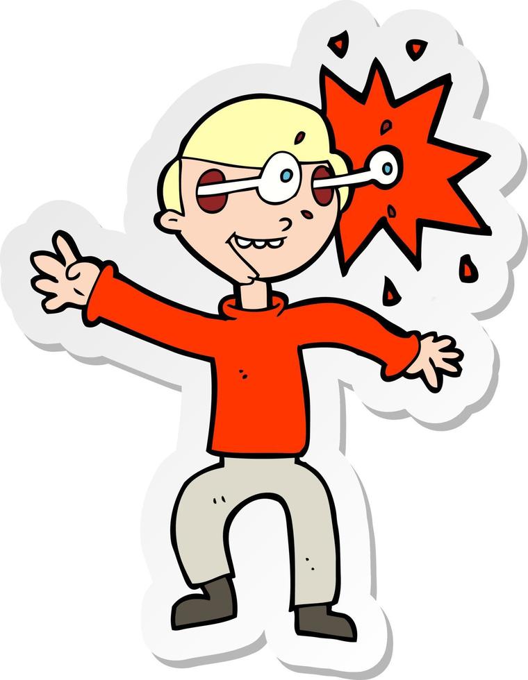 sticker of a cartoon amazed man vector