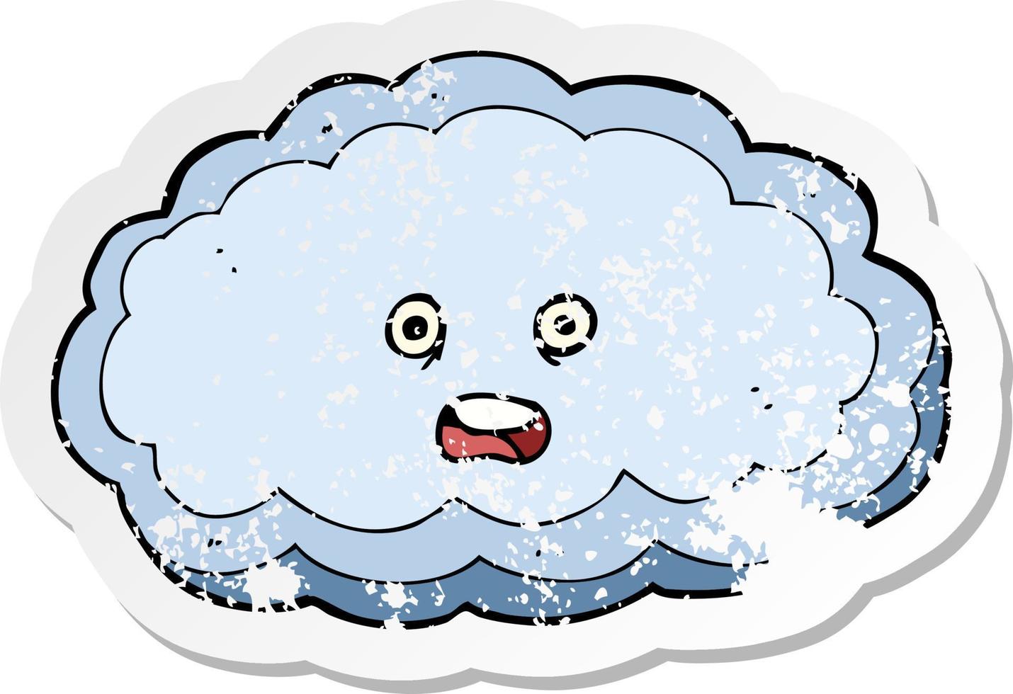 pegatina retro angustiada de una nube decorativa de dibujos animados vector