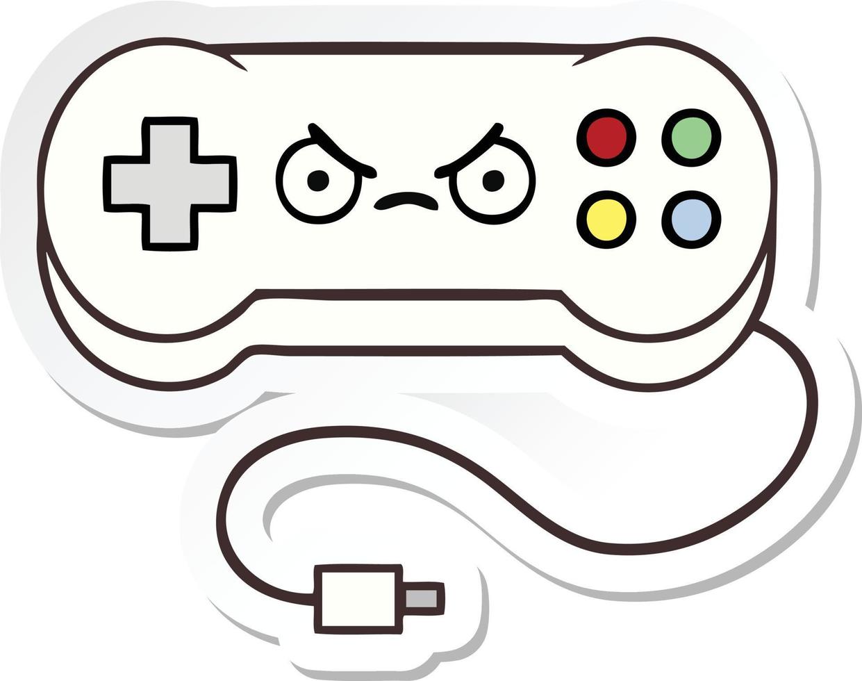 sticker of a cute cartoon game controller vector