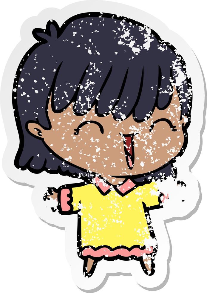 distressed sticker of a cartoon woman vector