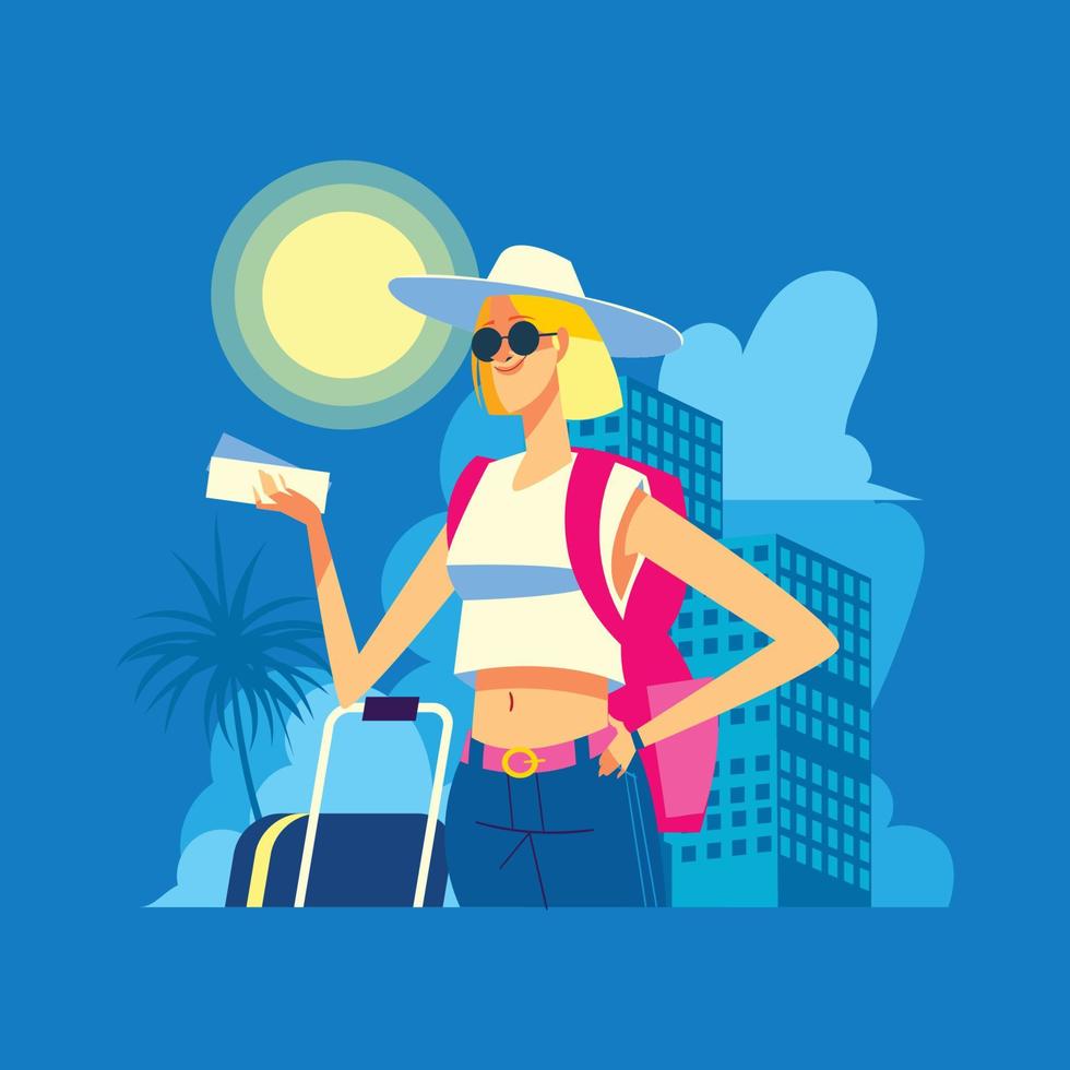 mujer de vacaciones vector