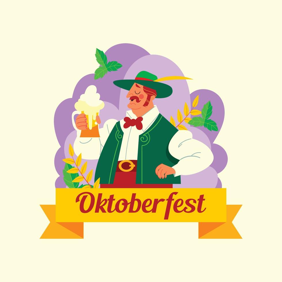 hombre con su cerveza en octoberfest vector