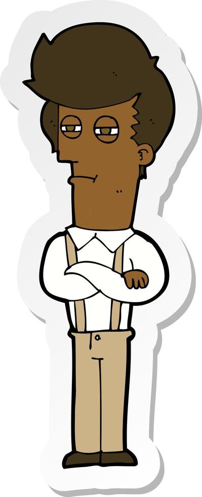 sticker of a cartoon annoyed man vector