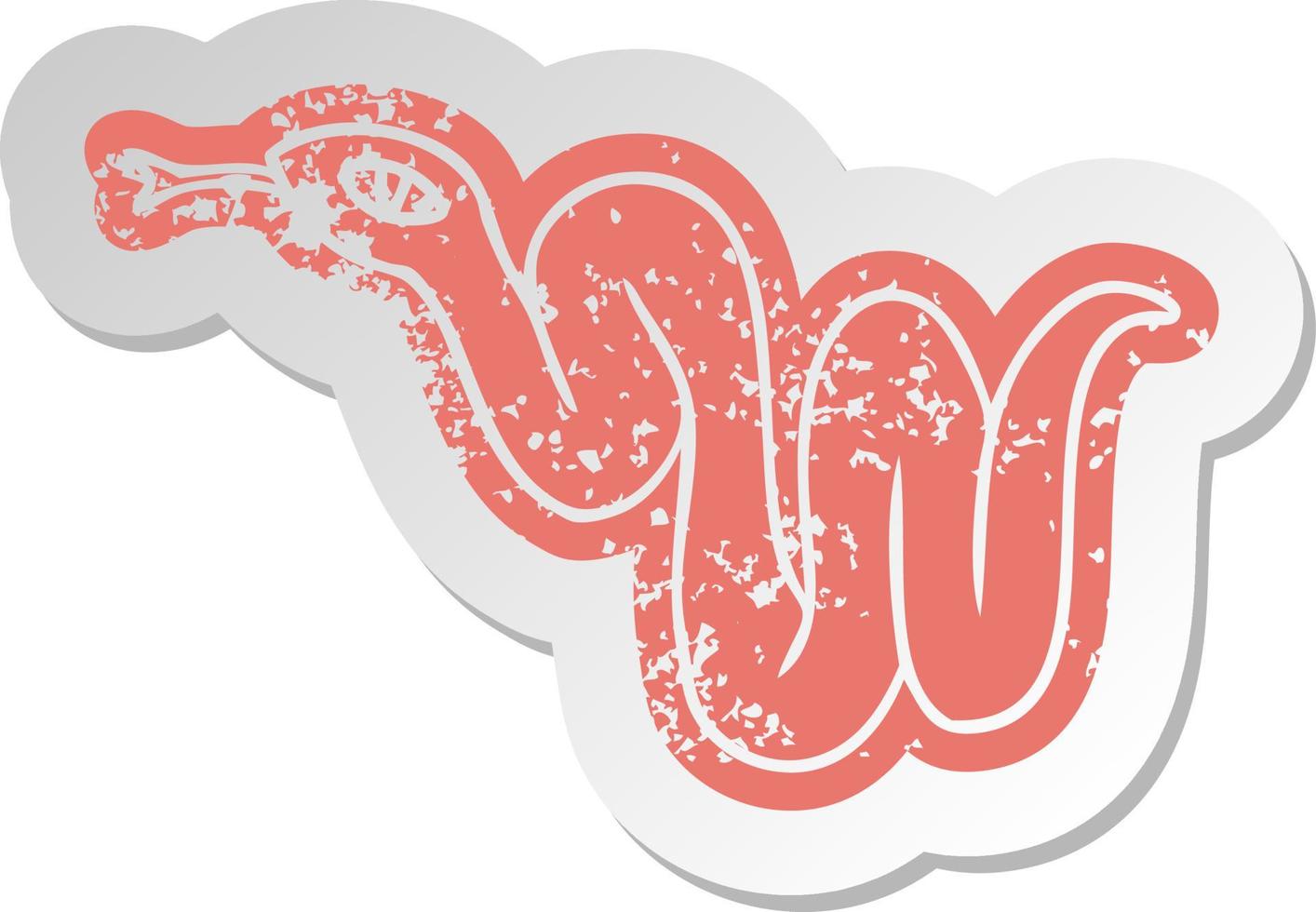 distressed old sticker of a garden snake vector