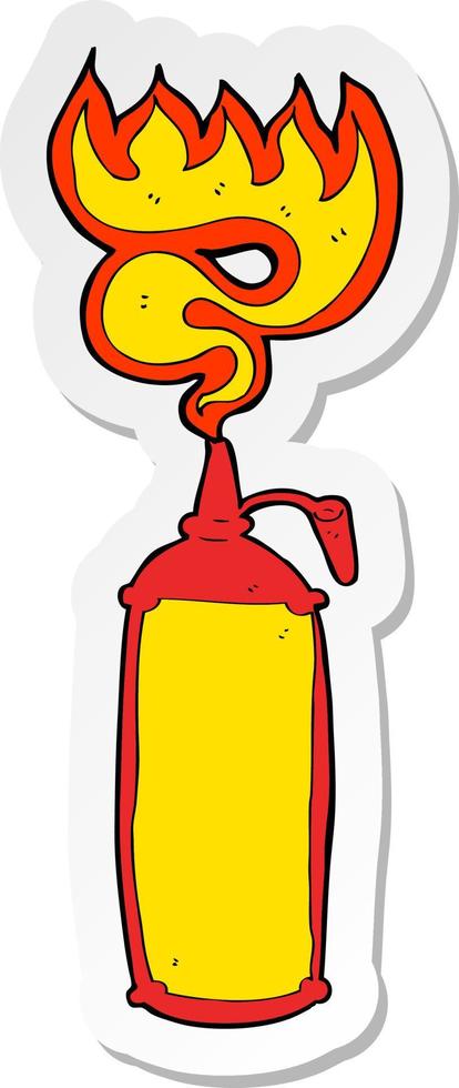 sticker of a cartoon hot sauce vector