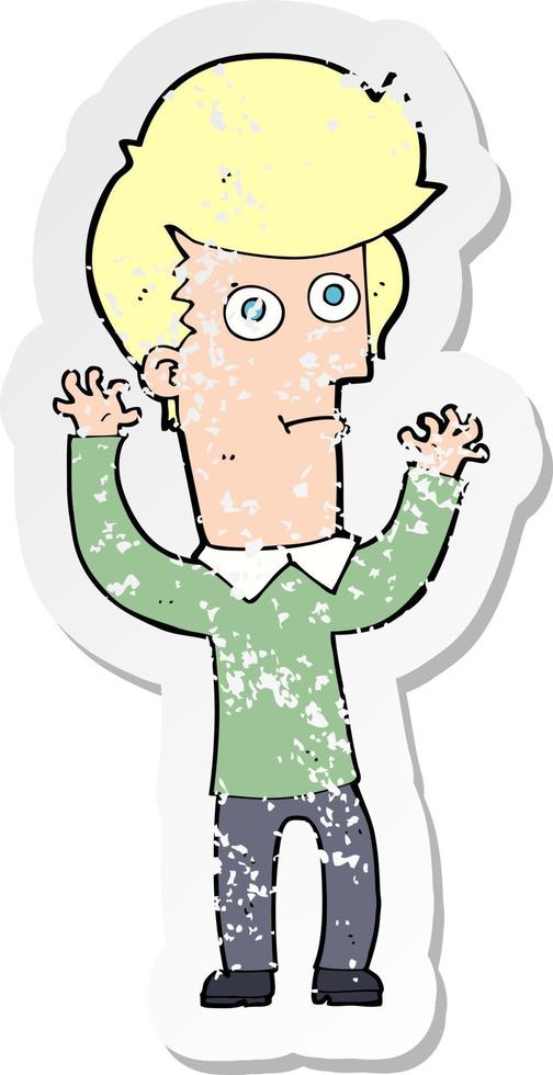 retro distressed sticker of a cartoon shocked man vector